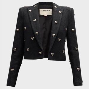 L'AGENCE Black Heart-Studded Blazer